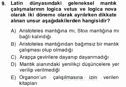 Mantığın Gelişimi 2014 - 2015 Tek Ders Sınavı 9.Soru