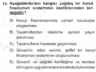 Emlak Finans ve Emlak Değerleme 2013 - 2014 Ara Sınavı 13.Soru