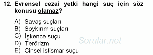 Uluslararası Hukuk 2 2012 - 2013 Dönem Sonu Sınavı 12.Soru