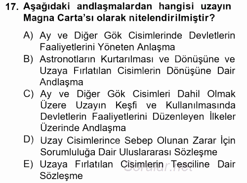 Uluslararası Hukuk 2 2012 - 2013 Dönem Sonu Sınavı 17.Soru