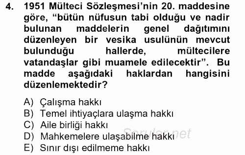 Uluslararası Hukuk 2 2012 - 2013 Dönem Sonu Sınavı 4.Soru