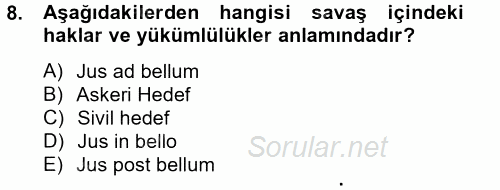 Uluslararası Hukuk 2 2012 - 2013 Dönem Sonu Sınavı 8.Soru