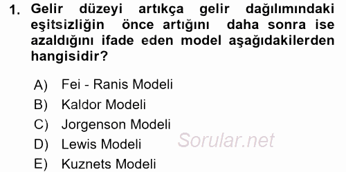 Tarım Ekonomisi ve Tarımsal Politikalar 2016 - 2017 Ara Sınavı 1.Soru