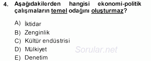 Medya ve İletişim 2013 - 2014 Dönem Sonu Sınavı 4.Soru