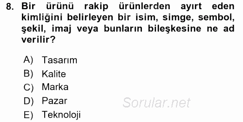 Destinasyon Yönetimi 2017 - 2018 Dönem Sonu Sınavı 8.Soru