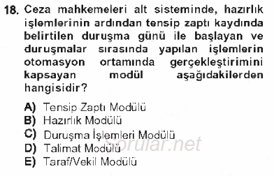 Ulusal Yargı Ağı Projesi 1 2012 - 2013 Tek Ders Sınavı 18.Soru
