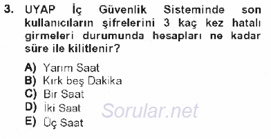 Ulusal Yargı Ağı Projesi 1 2012 - 2013 Tek Ders Sınavı 3.Soru