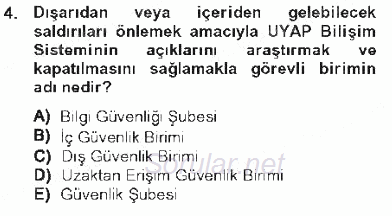 Ulusal Yargı Ağı Projesi 1 2012 - 2013 Tek Ders Sınavı 4.Soru