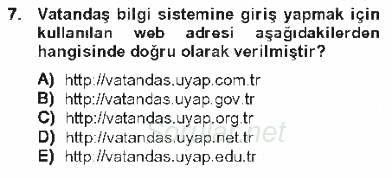 Ulusal Yargı Ağı Projesi 1 2012 - 2013 Tek Ders Sınavı 7.Soru