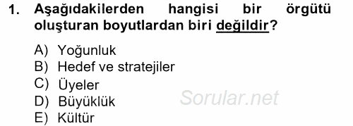 Örgüt Kuramı 2012 - 2013 Ara Sınavı 1.Soru