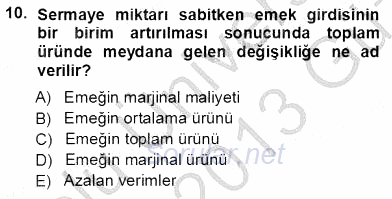 Çalışma Ekonomisi 1 2012 - 2013 Ara Sınavı 10.Soru