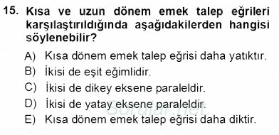 Çalışma Ekonomisi 1 2012 - 2013 Ara Sınavı 15.Soru