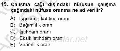 Çalışma Ekonomisi 1 2012 - 2013 Ara Sınavı 19.Soru