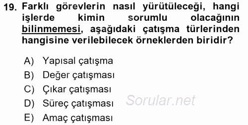 Organizasyonlarda Davranış 2016 - 2017 Dönem Sonu Sınavı 19.Soru