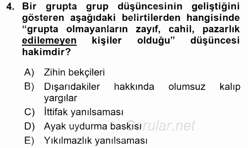 Organizasyonlarda Davranış 2016 - 2017 Dönem Sonu Sınavı 4.Soru