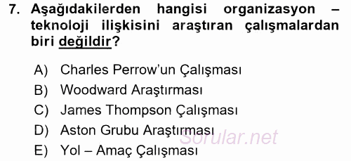 Organizasyonlarda Davranış 2016 - 2017 Dönem Sonu Sınavı 7.Soru