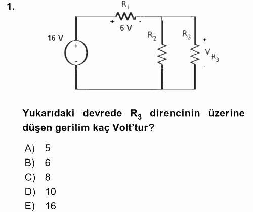 Elektrik Bakım, Arıza Bulma ve Güvenlik 2016 - 2017 Ara Sınavı 1.Soru