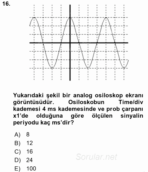 Elektrik Bakım, Arıza Bulma ve Güvenlik 2016 - 2017 Ara Sınavı 16.Soru