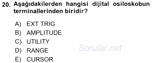 Elektrik Bakım, Arıza Bulma ve Güvenlik 2016 - 2017 Ara Sınavı 20.Soru