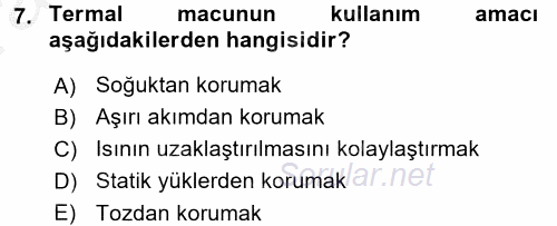 Elektrik Bakım, Arıza Bulma ve Güvenlik 2016 - 2017 Ara Sınavı 7.Soru