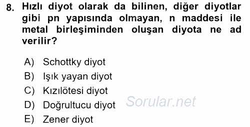 Elektrik Bakım, Arıza Bulma ve Güvenlik 2016 - 2017 Ara Sınavı 8.Soru