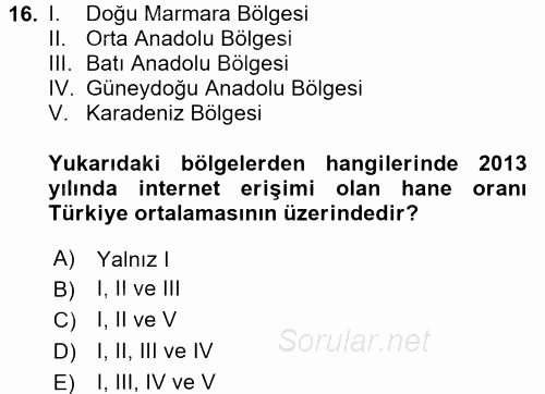 Hizmetler Ekonomisi 2016 - 2017 Dönem Sonu Sınavı 16.Soru