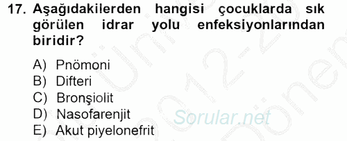 Aile Sağlığı 2012 - 2013 Dönem Sonu Sınavı 17.Soru