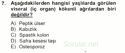 Aile Sağlığı 2012 - 2013 Dönem Sonu Sınavı 7.Soru