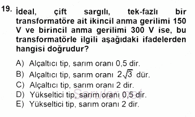 Güç Sistemleri Analizi 2014 - 2015 Ara Sınavı 19.Soru