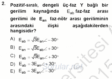 Güç Sistemleri Analizi 2014 - 2015 Ara Sınavı 2.Soru