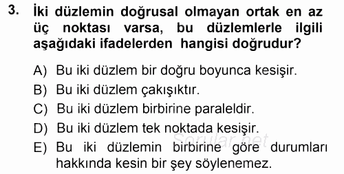 Okulöncesinde Matematik Eğitimi 2012 - 2013 Dönem Sonu Sınavı 3.Soru