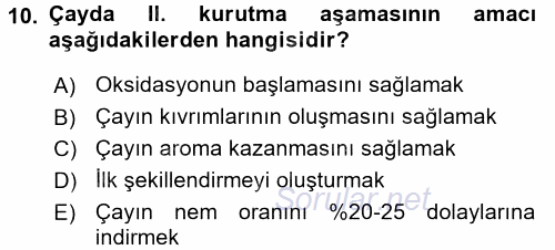 İçecek Bilgisi 2016 - 2017 3 Ders Sınavı 10.Soru