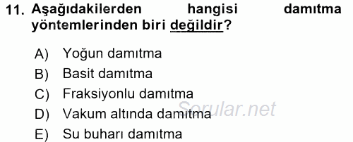 İçecek Bilgisi 2016 - 2017 3 Ders Sınavı 11.Soru