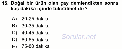 İçecek Bilgisi 2016 - 2017 3 Ders Sınavı 15.Soru