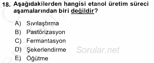 İçecek Bilgisi 2016 - 2017 3 Ders Sınavı 18.Soru