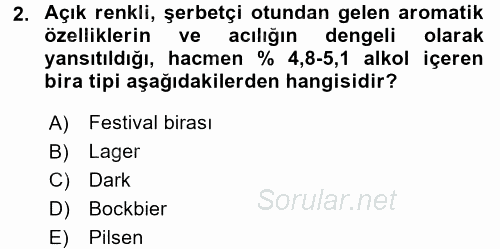 İçecek Bilgisi 2016 - 2017 3 Ders Sınavı 2.Soru