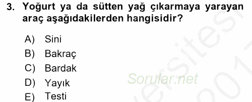 İçecek Bilgisi 2016 - 2017 3 Ders Sınavı 3.Soru