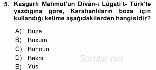 İçecek Bilgisi 2016 - 2017 3 Ders Sınavı 5.Soru