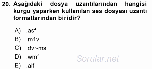 Bilgisayar Destekli Temel Tasarım 2017 - 2018 Dönem Sonu Sınavı 20.Soru