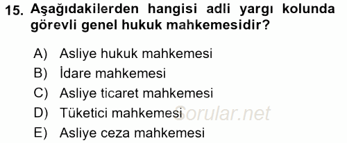 Hukukun Temel Kavramları 2016 - 2017 Ara Sınavı 15.Soru