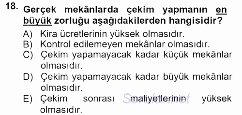 Radyo ve Televizyon Programcılığının Temel Kavramları 2012 - 2013 Dönem Sonu Sınavı 18.Soru