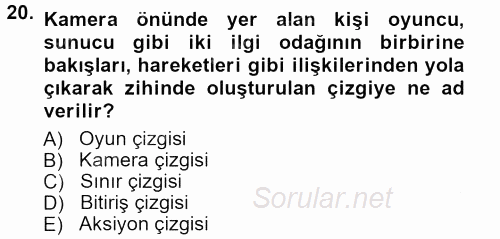 Radyo ve Televizyon Programcılığının Temel Kavramları 2012 - 2013 Dönem Sonu Sınavı 20.Soru