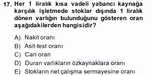 Mali Analiz 2014 - 2015 Ara Sınavı 17.Soru