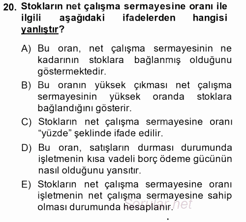 Mali Analiz 2014 - 2015 Ara Sınavı 20.Soru