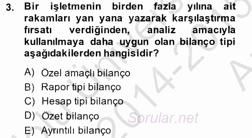 Mali Analiz 2014 - 2015 Ara Sınavı 3.Soru