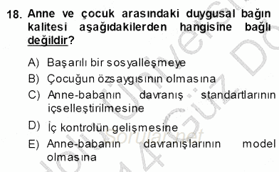 Çocuk Ruh Sağlığı 2013 - 2014 Ara Sınavı 18.Soru