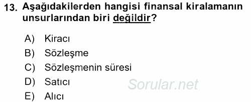 Dış Ticaret İşlemleri 2017 - 2018 3 Ders Sınavı 13.Soru