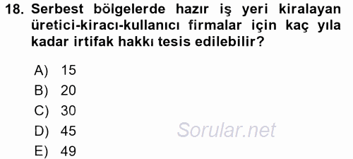 Dış Ticaret İşlemleri 2017 - 2018 3 Ders Sınavı 18.Soru