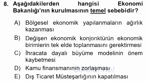 Dış Ticaret İşlemleri 2017 - 2018 3 Ders Sınavı 8.Soru