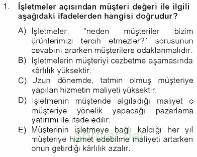 Pazarlama Yönetimi 2012 - 2013 Tek Ders Sınavı 1.Soru